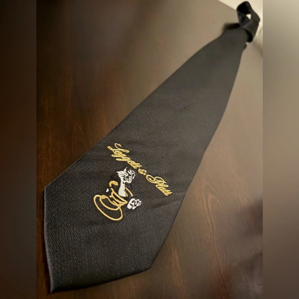 Jeffrey Scott Black Embroidered Neck Tie | Leggett & Platt Gold Logo Tie Formal